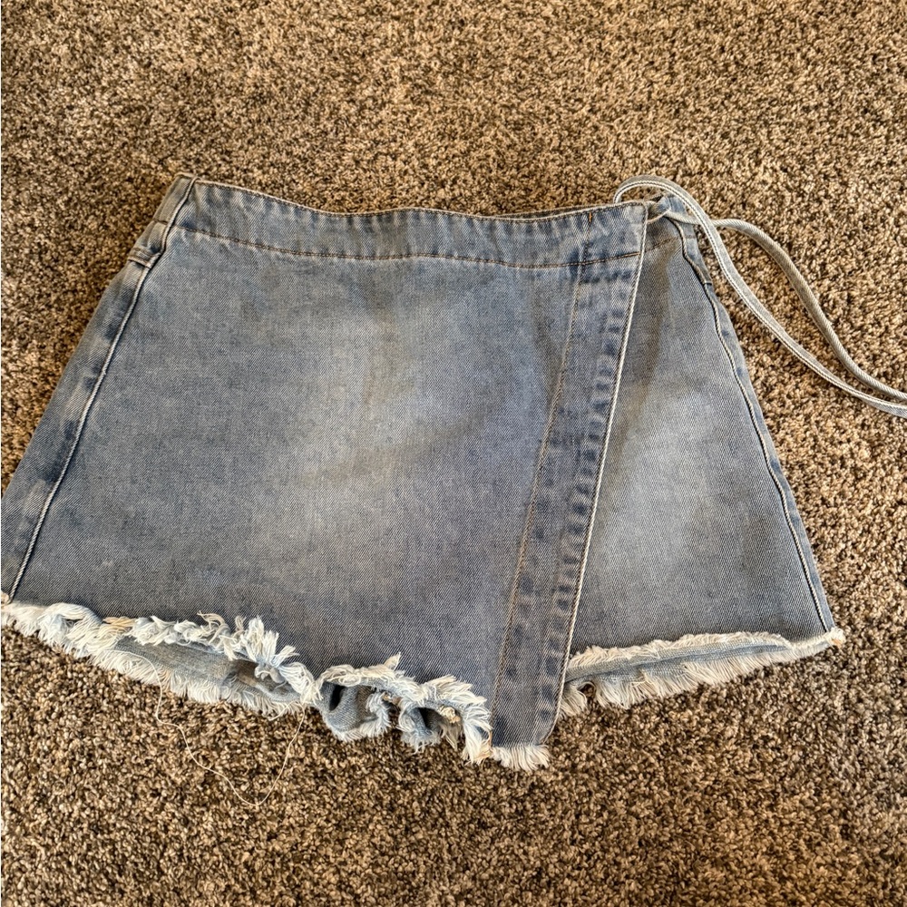 KanCan Wrap Skirt with Frayed Hem